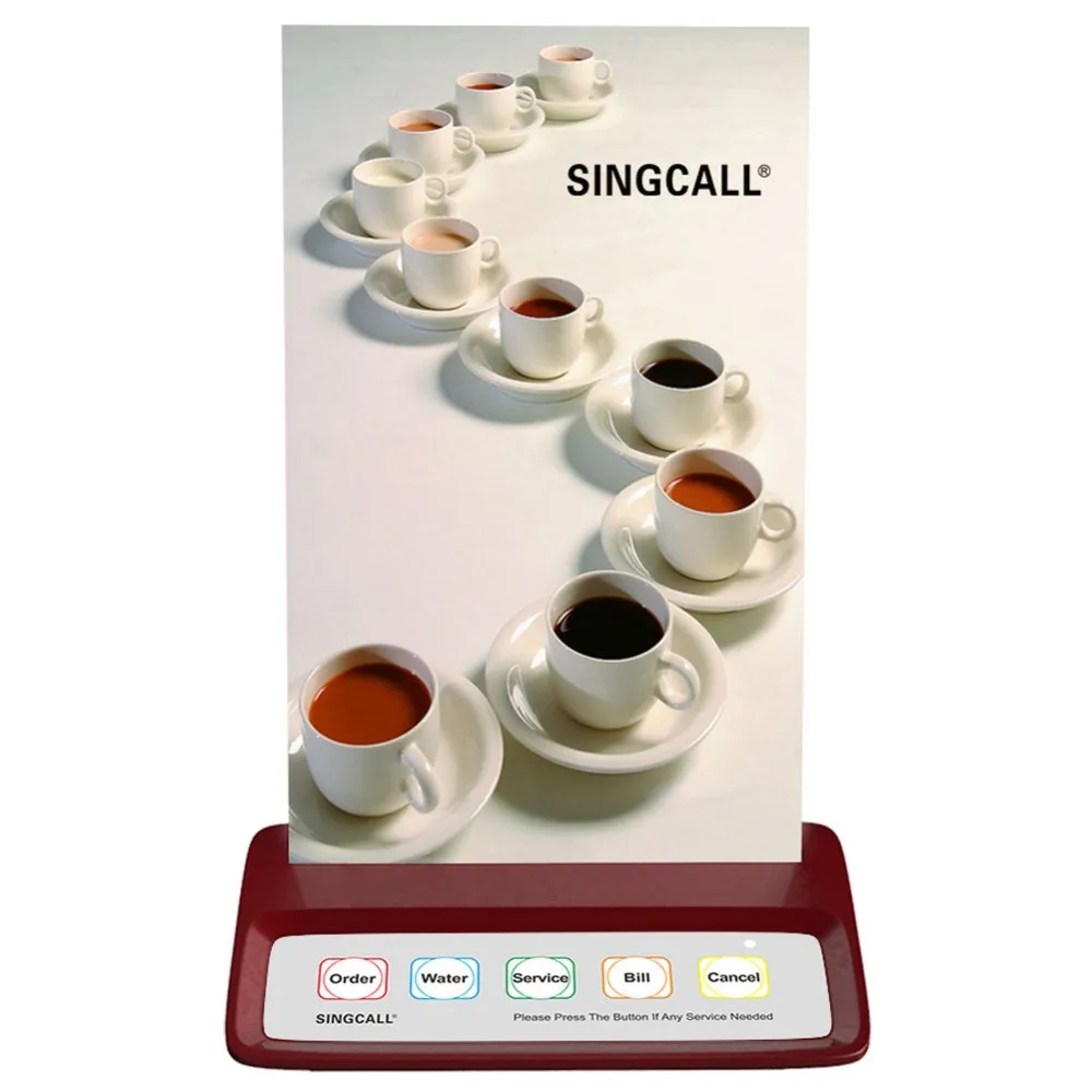 SINGCALL Calling  System Waiter Call Button, White Call Pager with 5 Keys Entertainment Places Buttons APE150