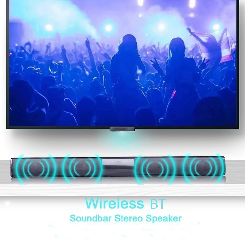 Alto-falante portátil sem fio compatível com Bluetooth, poderosa barra de som com música 3D, Home Theater Aux para TV e PC, 20W