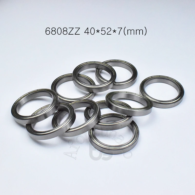 

6808ZZ Bearing 10pcs 40*52*7(mm) chrome steel Metal Sealed High speed Mechanical equipment parts