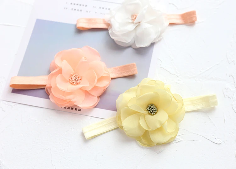 Boutique 15pcs Fashion Cute Flower Newborn Headbands Solid Big Floral Soft Hairbands Princess Photography Drops Hair Accessories