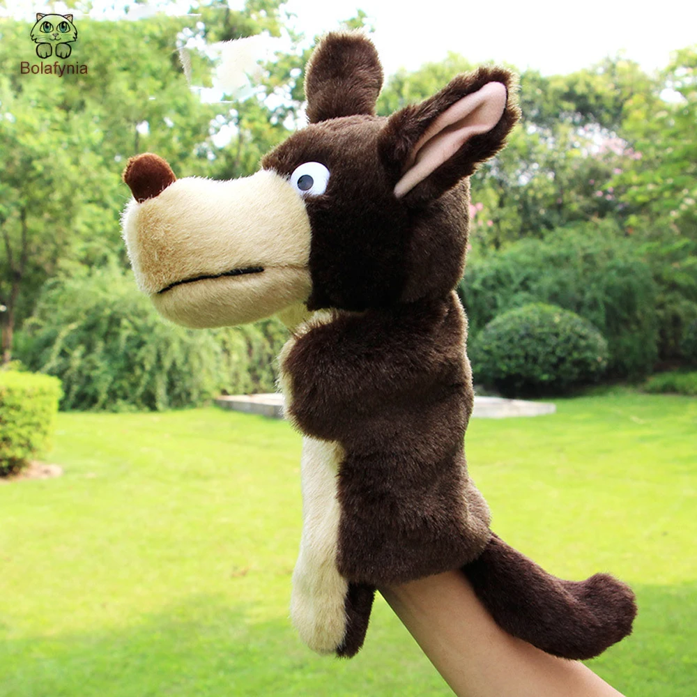 Baby Plush Toy Stuffed Hand Puppet Birthday Gifts Brow And Light Wolf