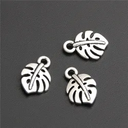 50pcs Leaves Beads Accessories Wholesale Leaf Pendants Silver Color Color Nature Jewelry Making A2745