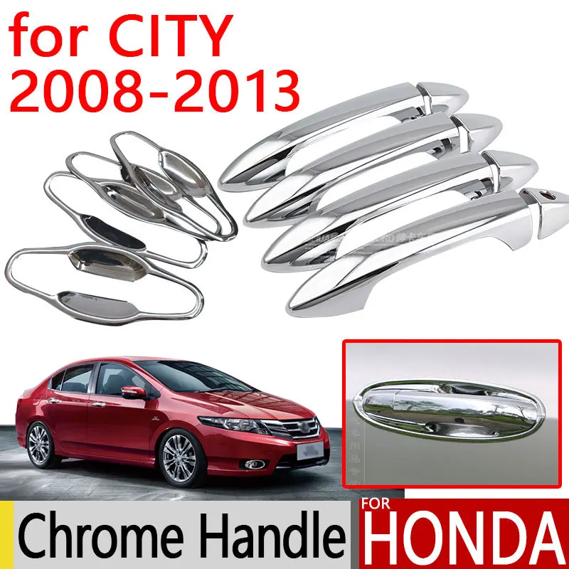 

for Honda City 2008 - 2013 Accessories Chrome Door Handle Covers Luxury 2009 2010 2011 2012 Stickers Car Styling Ballade GM2/GM3