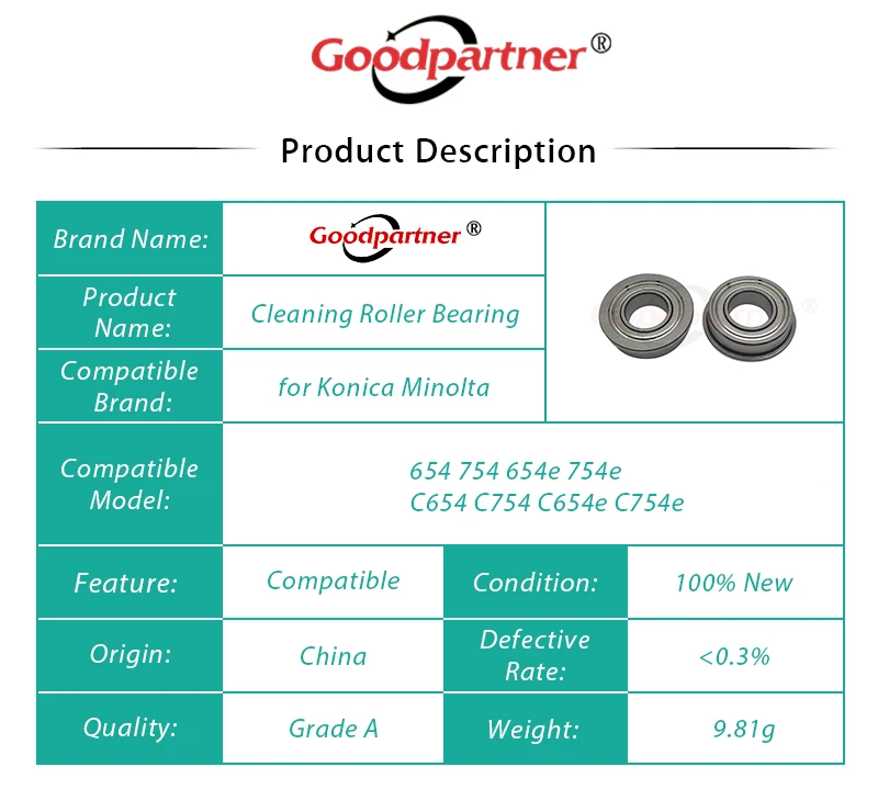 10X Fuser Cleaning Roller Bearing for Konica Minolta bizhub 654 754 654e 754e C654 C754 C654e C754e