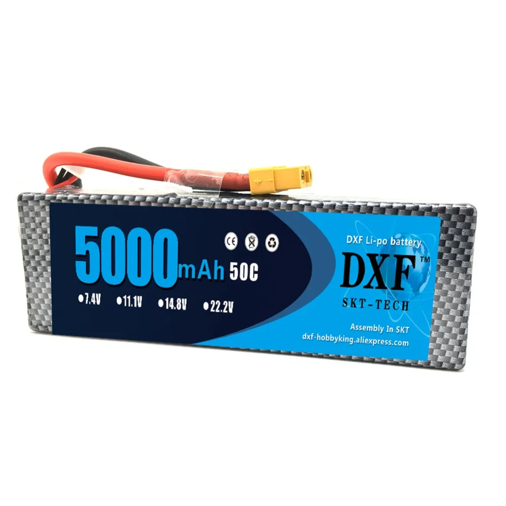 DXF 7.4V 5000mAh 50C 100C 2S Lipo Battery AKKU Bateria For RC Truck Drone Helicopter 1:8 / 1:10 RC Car Quadcopter