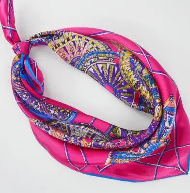 Foulard carré 100% soie imprimé pour femmes, écharpe de travail, de banque, 53x53cm, printemps et été