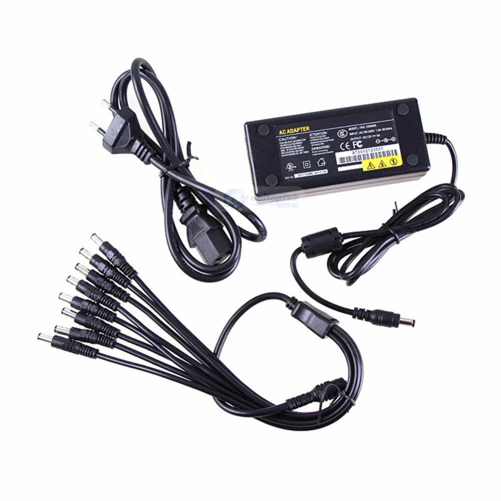 DC 12V 5A AC Adapter CCTV Power Supply Adapter Box 1 To 8 Port For The CCTV Surveillance Camera System ABS Plastic