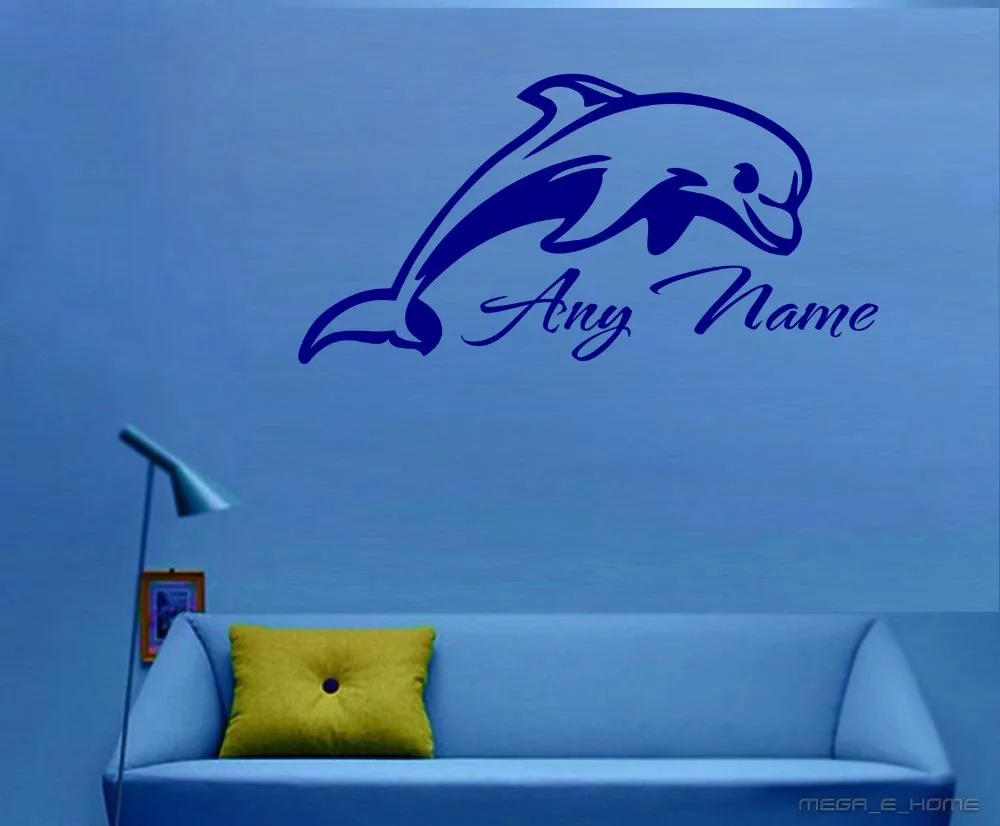 Personalised Dolphin Vinyl Wall Sticker Any Name Art Decal Customized Gift 30cmx60cm