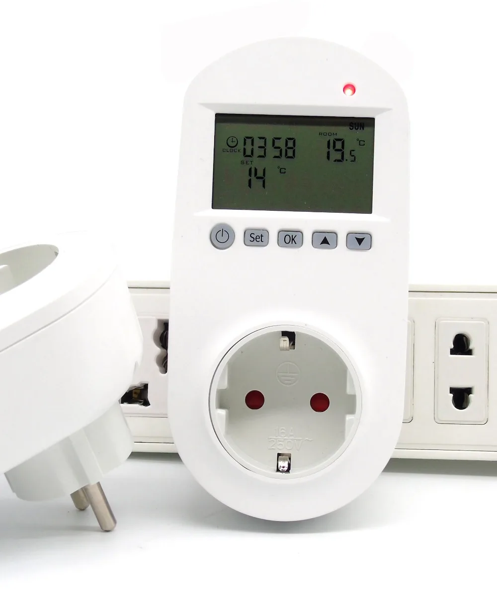 

3KW 16A Programmable eu plug thermostat temperature controller with electric heating panel