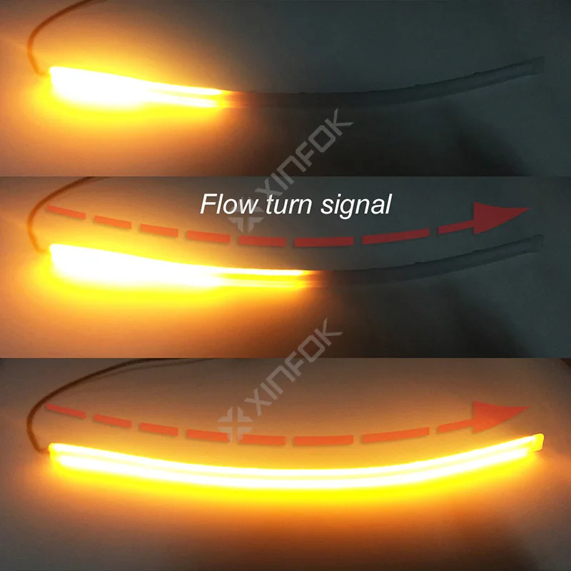 2x 30cm 45cm 60cm Waterproof Switchback LED DRL Daytime Running Light Flexible Car LED Strip Headlight Turn signal Light