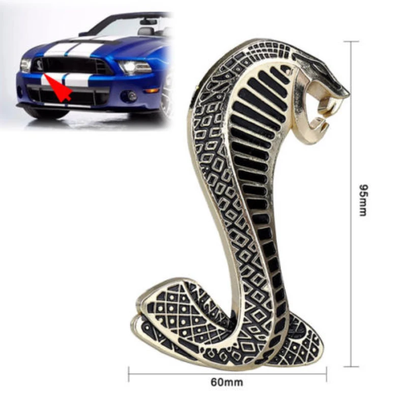 Mustang Cobra Snake Shelby Metal Front Grill logo Emblem Badge Chrome Nice