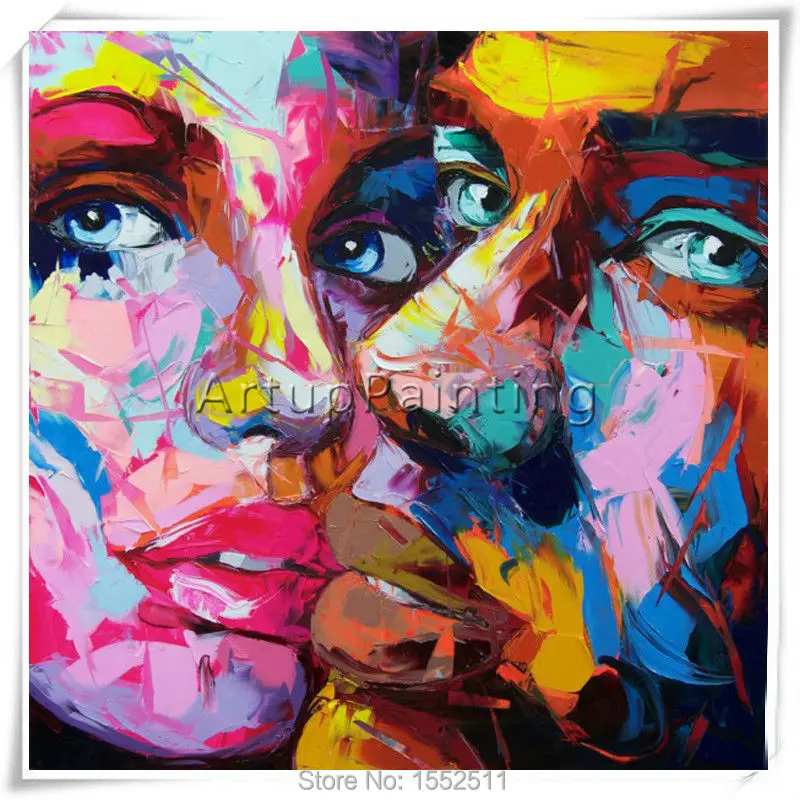 

Palette knife painting portrait Francoise Nielly Hand painted Palette knife Face Oil painting Impasto figure on canvas Pop art 5