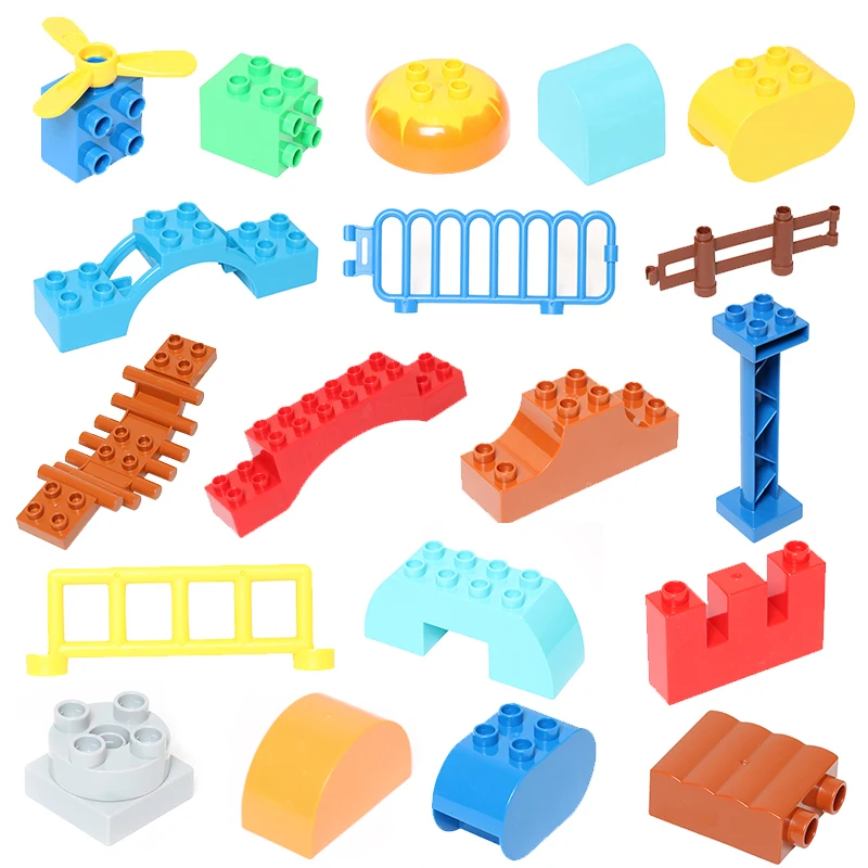 Big Size Particles Building Blocks Fence Sliding Ladder Cliver Stairway DIY Blocks Bricks Accessory Kids Toys For Children