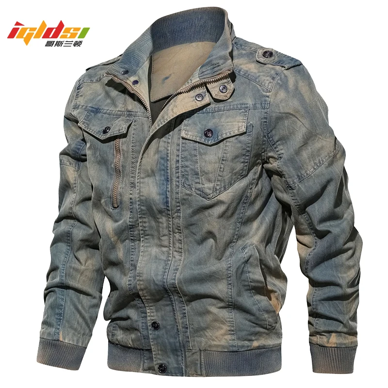 

Pilot Vintage Jeans Jacket Men Spring Air Force Bomber Military Tactical Jackets Casual Denim Motorcycle Coats Plus Size 6XL