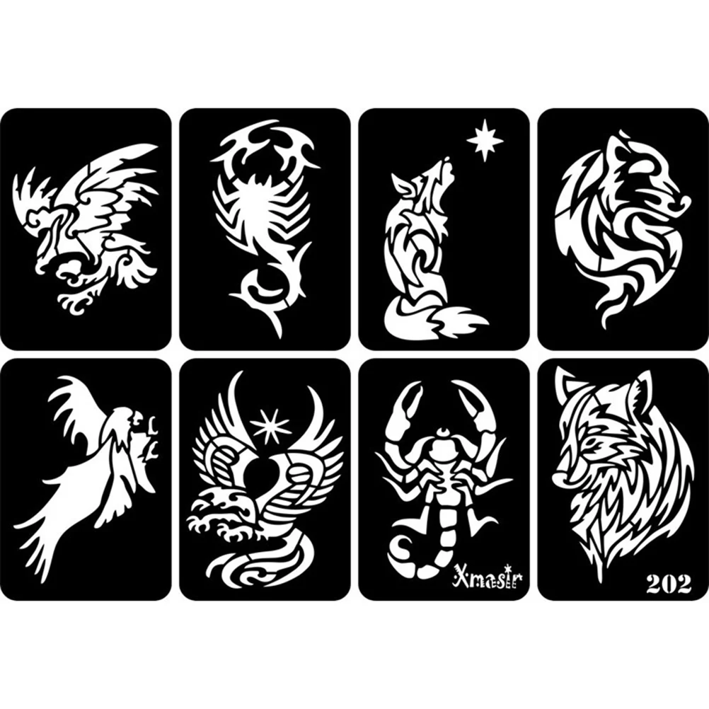 32pcs Temporary Hollow Out Tattoo Stickers Stencils Templates For Face Paint Airbrush Spray Self-Adhesive（Random Pattern）