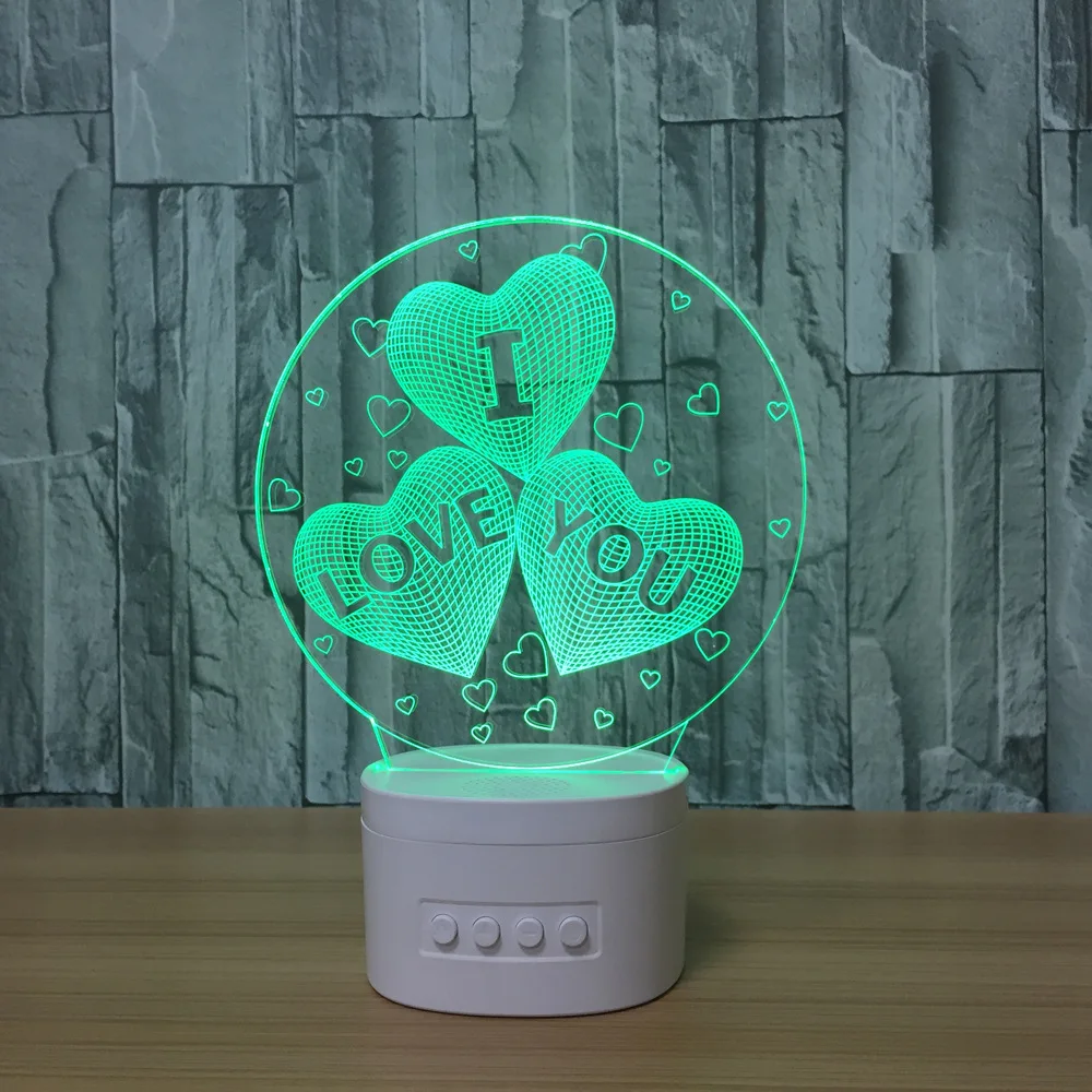 Romantic Love 3D visual Wireless speaker night light I LOVE YOU action figure 5 color adjustable Room ornament Lovers gifts B33