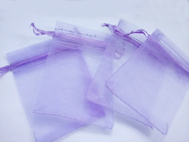 100pcs 15*20 Purple gift bags for jewelry/wedding/christmas/birthday Organza Bags with handles Packaging Yarn bag