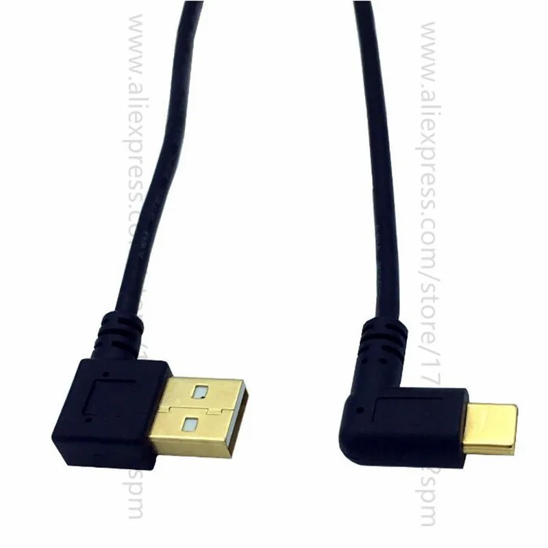 ゴールドメッキ直角usb2.0 (タイプa)男性にusb3.1 (タイプc)男性左&右アングルusbデータ同期&充電ケーブルコネクタ