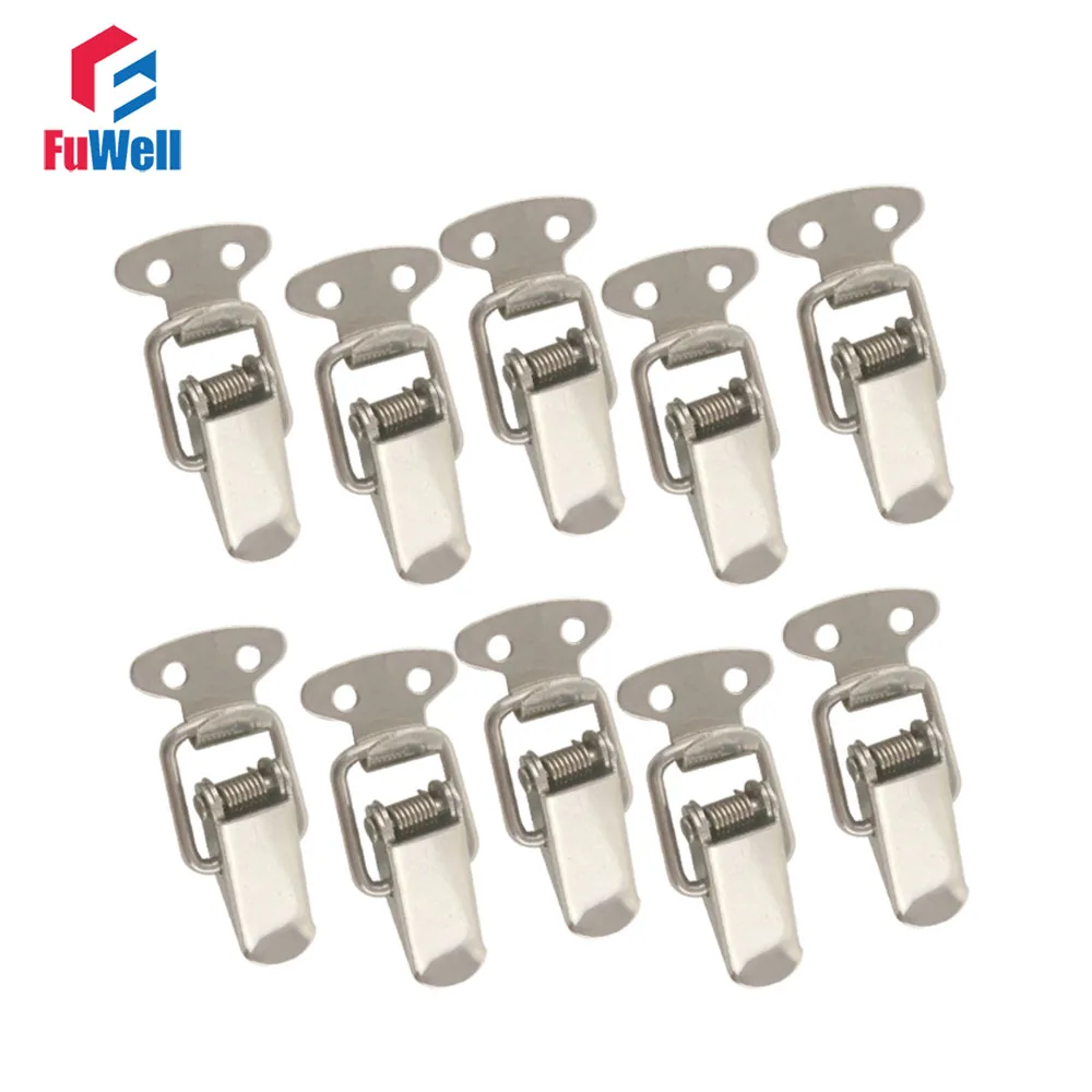 

10pcs R107 201Stainless Steel Toggle Latch Hasps Spring Loaded Cabinet Box Buckle