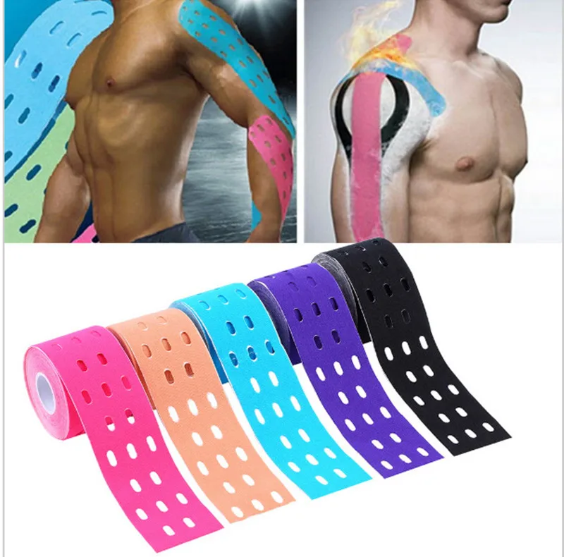 High Quality 1 Roll Breathable Upgrade SportsTape Punch Muscles Sports Care Elastic Physio Therapeutic Tape Adhesive