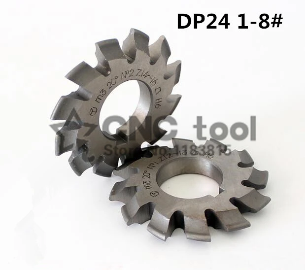 

DP24 modulus Pressure Angle 14.5 degrees 1-8# 8pcs/let HSS Gear cutter Gear Milling cutter Free shipping