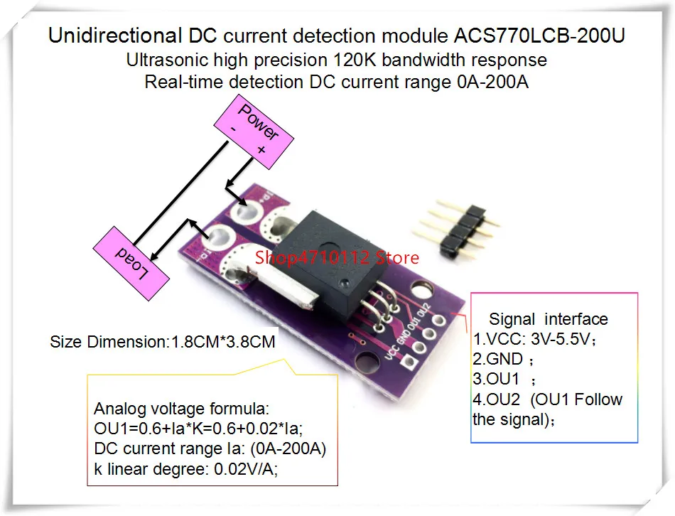 NEW 1PCS/LOT ACS770ECB-200U ACS770 ACS770ECB-200 ACS770ECB 200U  120 kHz bandwidth DC: 0-200A 0.02V/1A