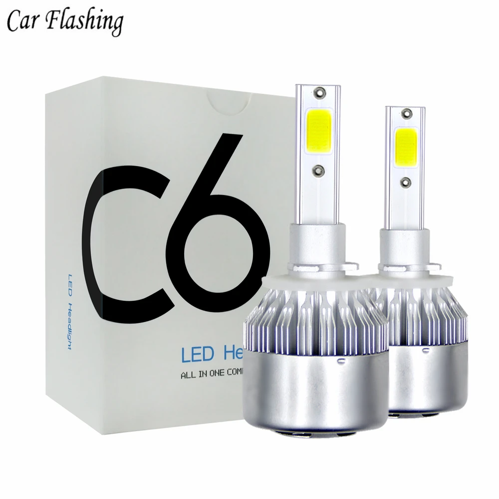 2PCS C6 LED Car Headlights 36W 3600LM COB Auto Headlamp Bulbs H1 H3 H4 H7 H11 H13 880 9004 9005 9006 9007 Car Styling Lights