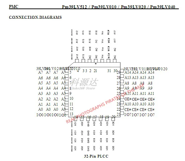 10 ชิ้น/ล็อต PM39LV512-70JCE PLCC32 PM39LV512 39LV512-70JCE 39LV512 ในสต็อก