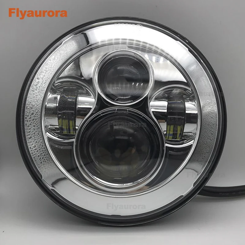 Flyaurora Accesories Motos 7'' led headlight Round 7inch Motorcycle led Driving lights for Projector lamp