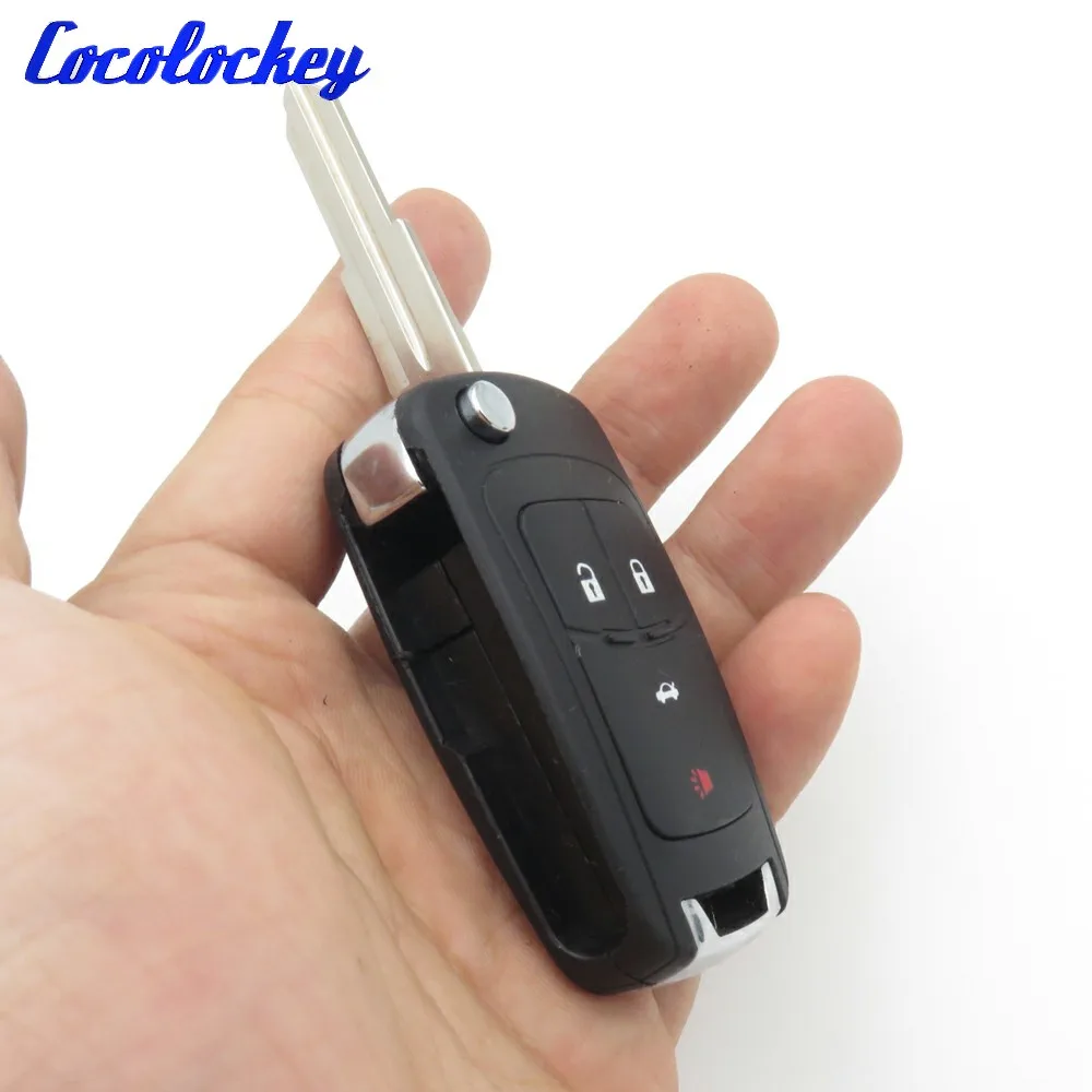 Cocolockey Flip Remote Car Key Shell Fit for CHEVROLET Spark Car Entry Folding Replacement Blank Key Fob 4Buttons 2012-2016year