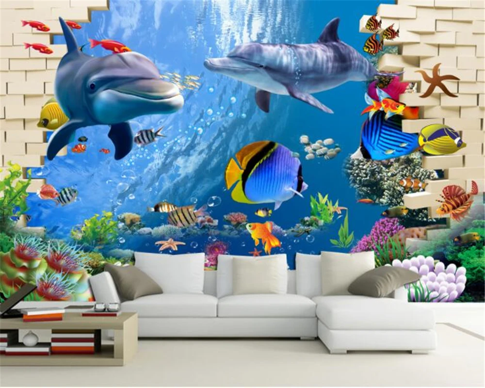 

beibehang Silk Cloth Wallpaper 3D Underwater World Dream Underwater World Background Wall Murals papel de parede 3d wallpaper