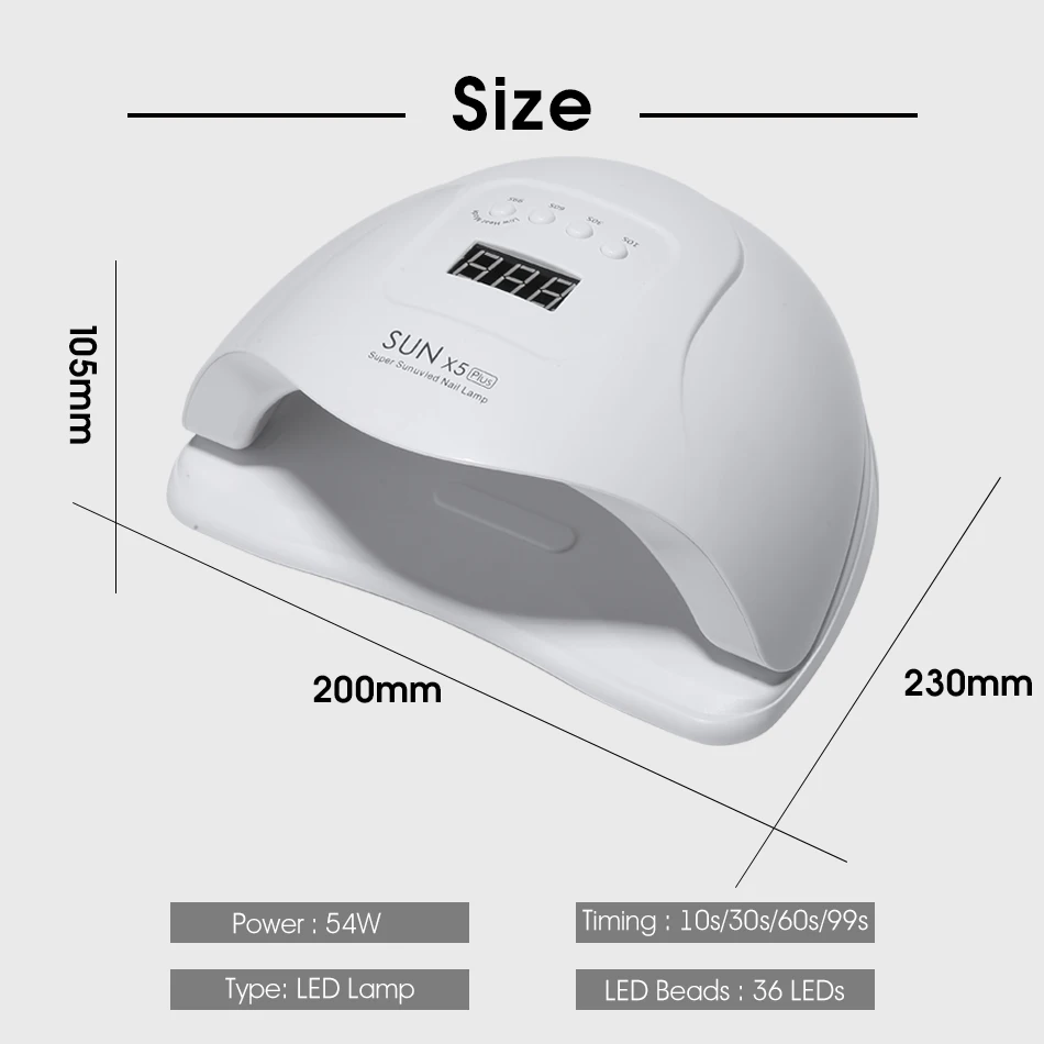 NEW Sun X5 PLUS 54w Nail lamp nail dryer machine for all gels LED NAIL Lamp For Manicure Gel Nail Lamp NIALS Drying Lamp