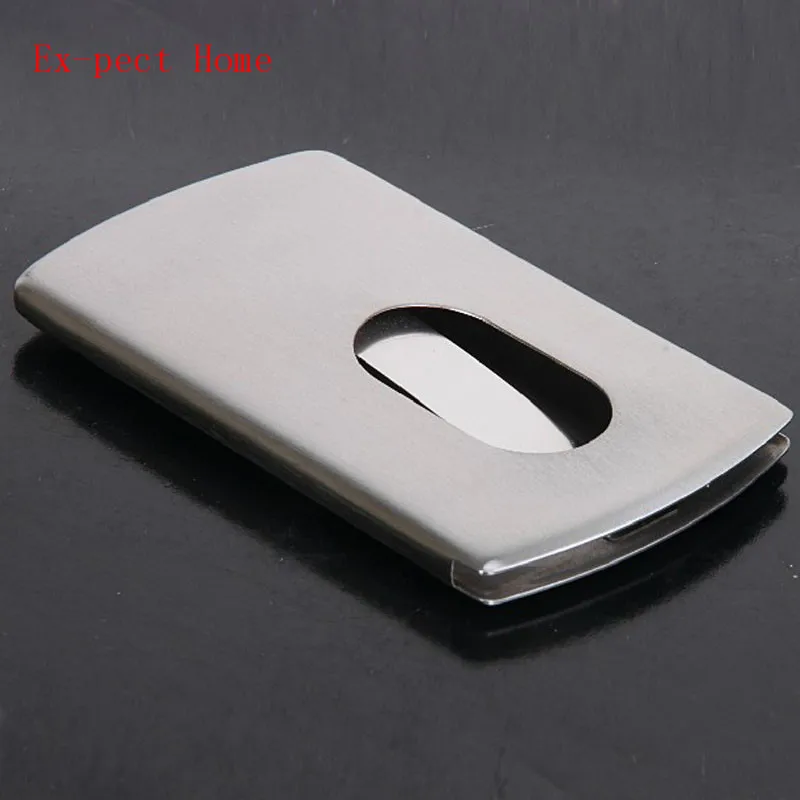 Business Card Holder Women Vogue Thumb Slide Out Stainless Steel Pocket ID Credit Card Holder Case for Men Free Shipping