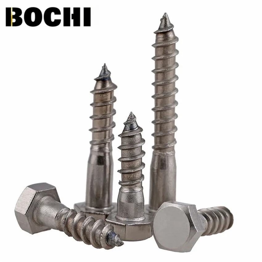 M6 M8 M10 304 stainless steel outer hexagon self tapping screws DIN571 hex head wood screw bolt