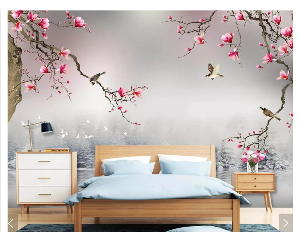 Beibehang ورق حائط سميك حريري حديث الحد الأدنى جديد الحبر الصيني المناظر الطبيعية الديكور اللوحة papel دي parede ثلاثية الأبعاد خلفية #5