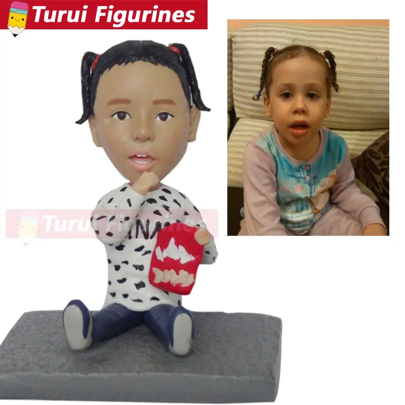 Turn your selfies into bobblehead custom girl birthday bobblhead for cake topper mother's gift kid's present bobble head dolls