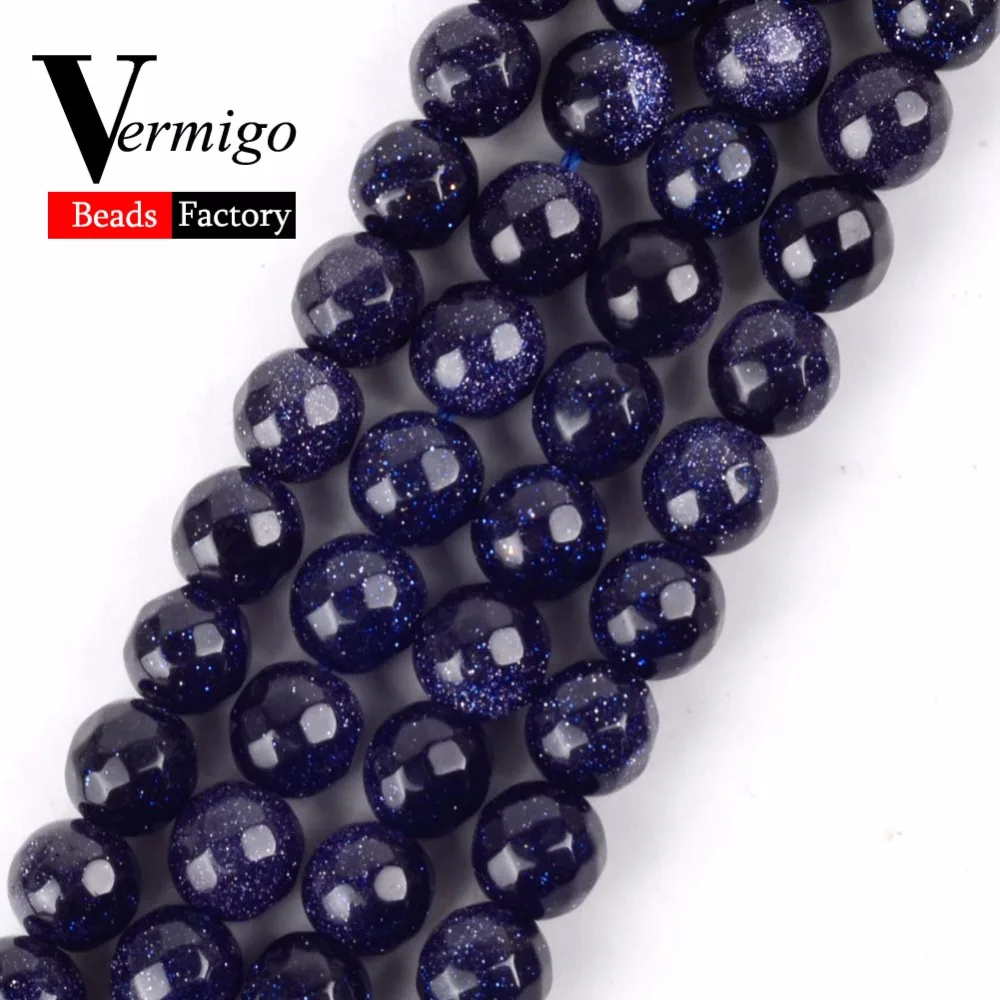 Wholesale Faceted Blue SandStone Beads Natural Stone Spacer Loose Beads For Jewelry Making 4-10mm Pick Size Diy Bracelet 15