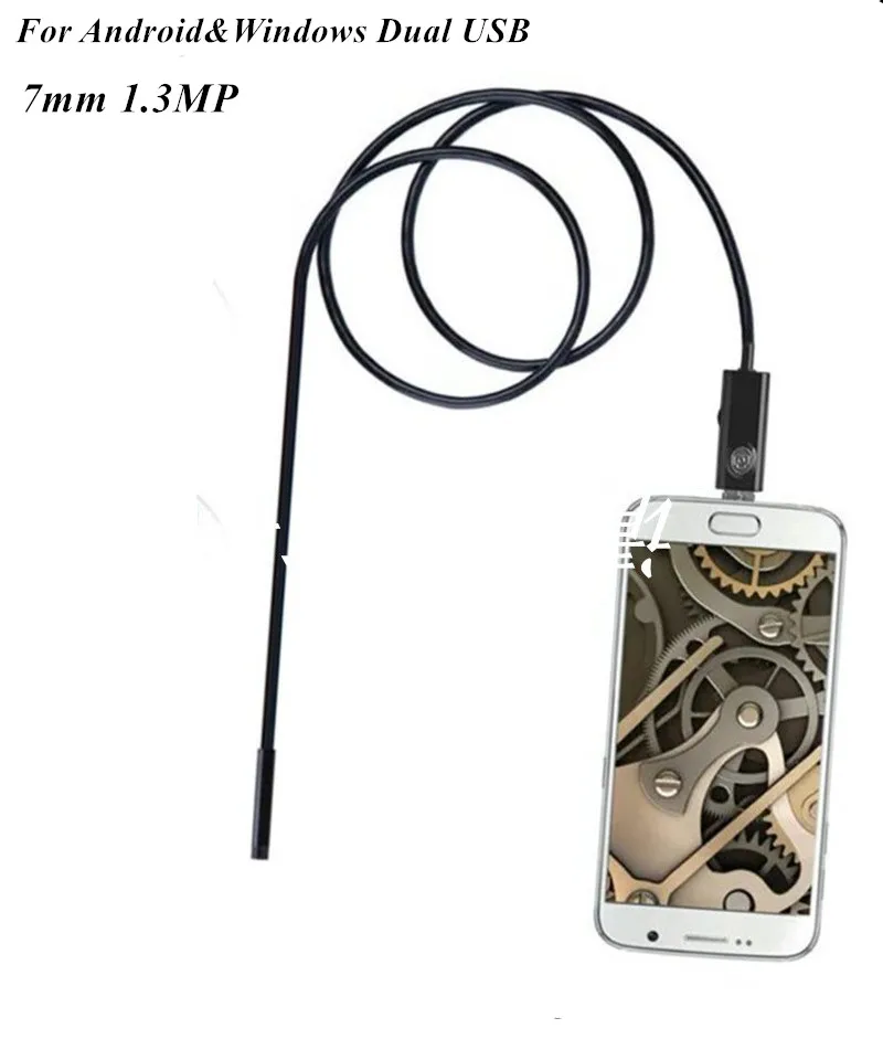 

7mm 2in1 Dual USB Endoscope For Android and Wondows CMOS Borescope 2m/5m