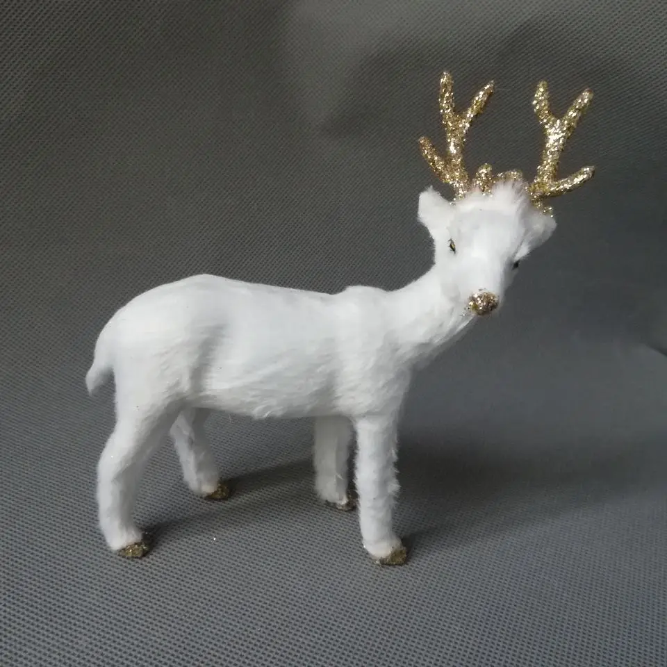 

about 13x16cm white reindeer model polyethylene&furs christmas deer model home decoration props ,model gift d0189