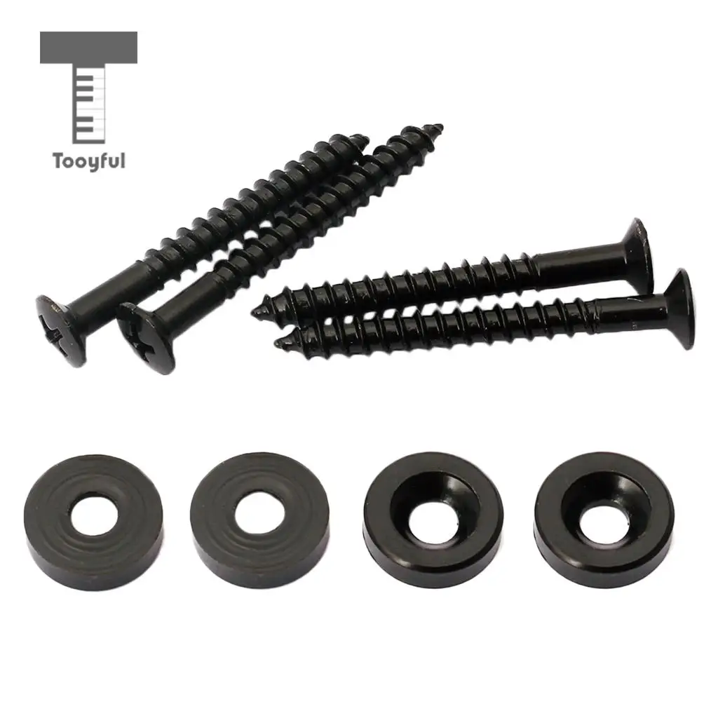 Tooyful Set of 4 Steel Joint Bushings Bolts Screws for Guitar Bass Neck Plate Black