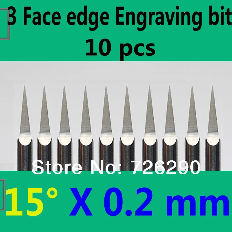 HUHAO 10pcs 3.175mm Dia 15 Angle 0.2mm Tip 3 Edge Carbide Woodworking Tools Engraving Bits for CNC Router Machine