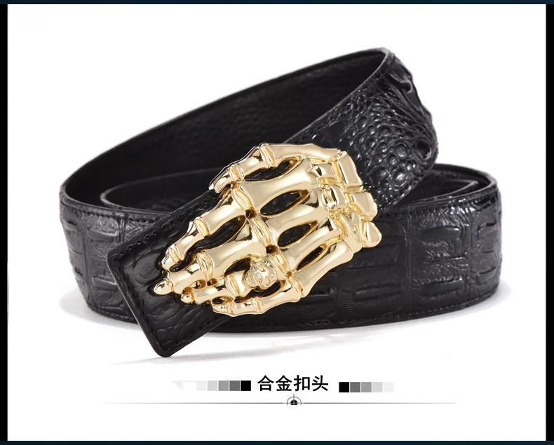 

Fine alloy skull belt buckle and high-quality crocodile belt with a casual belt for men