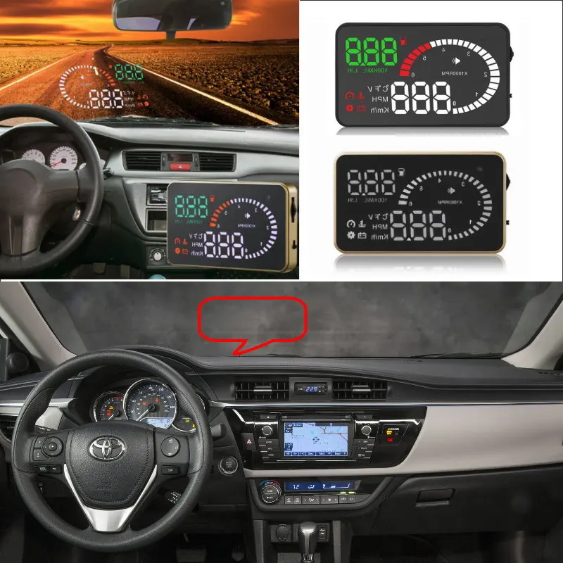 Car HUD Head Up Display For Toyota Corolla/RAV4/Yaris/Hilux/Prius/Camry Car Head-up Display Digital Virsual Screen Projector