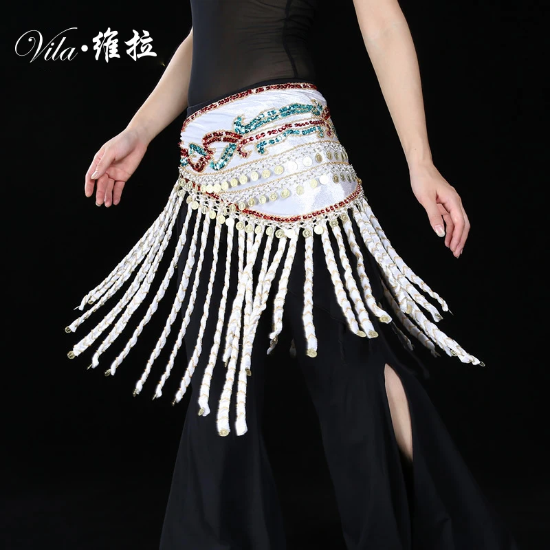 Tribal Belly Dance Waist Hip Scarf Belt Chain Handmade Coin& Embroidery Design Women's Belly Dance Costume Belt