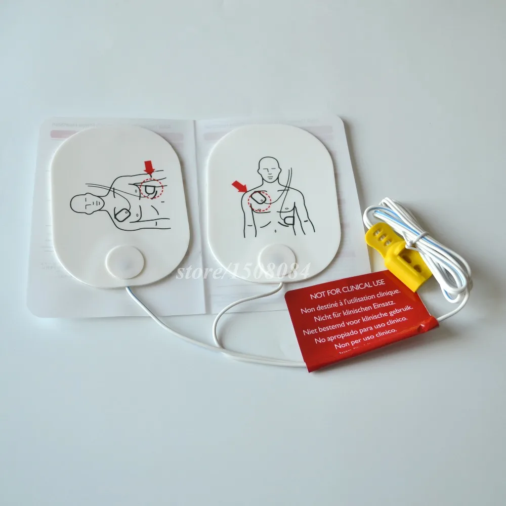 New 1 Pair Adult AED Training Machine Patch Sticky AED Conducting Pads With Wires Use With HeartStart Trainer New