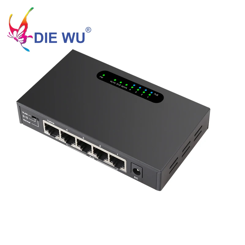 52V VLAN POE switch 5 Port 4 POE Port + 1 Uplink Ethernet Switch Support Extend 250m for camera system