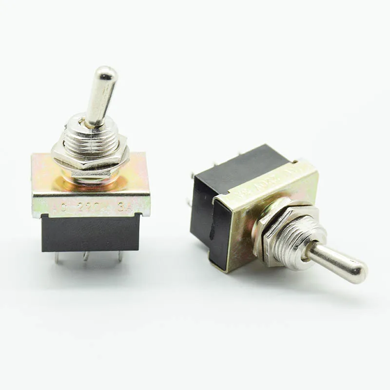 2pcs six 6 Terminals Heavy Metal Toggle Switches ON ON Kit Classic Car AC 220V 3A 12 mm mounting holes two positions