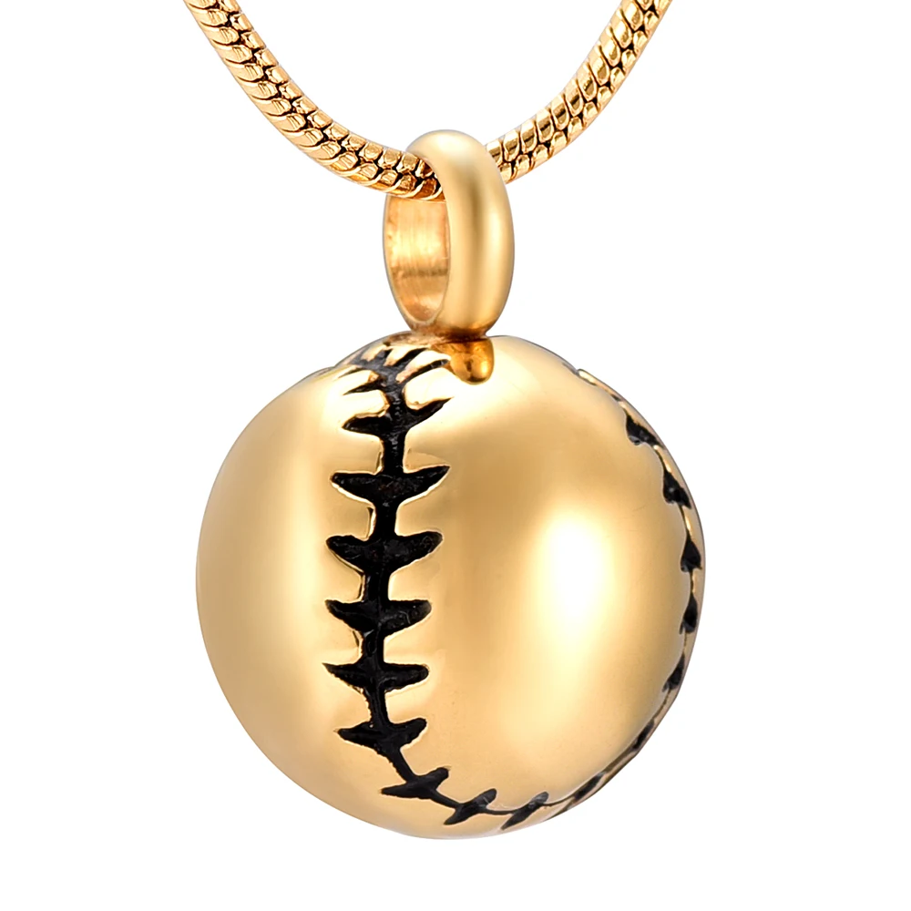 Baseball Shape Urn Necklace For Ashes Stainless Steel Mini Cremation Jewelry Keepsake Pendant Necklace For Women Men 4 Colors