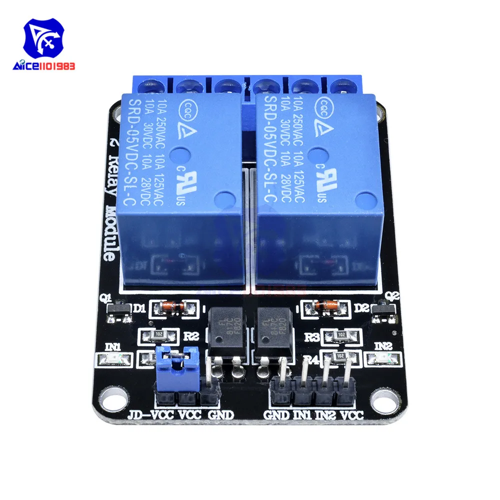 2 CH DC 5V Relais Modul mit Optokoppler Low Level Trigger für Arduino R3 MEGA 2560 1280 DSP ARM PIC AVR STM32 Raspberry Pi