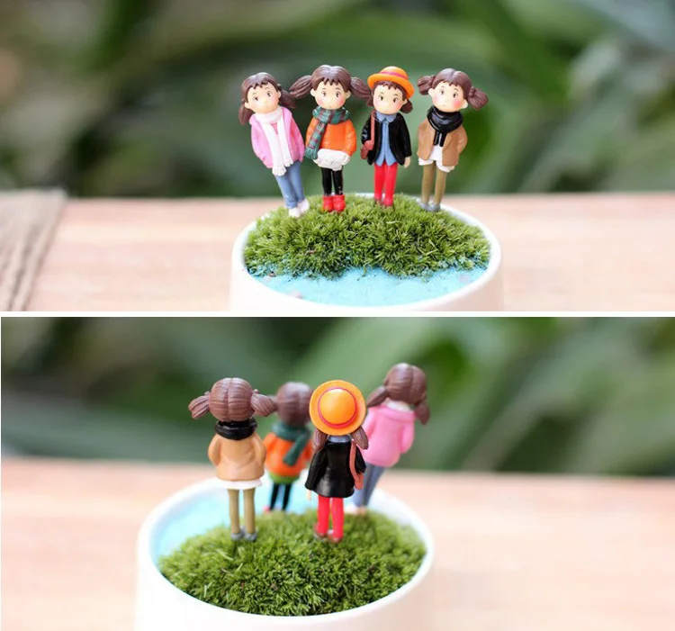 1 Pcs Miniatures Anime Girl Terrariums Figurines Action Figures Fairy Garden Succulents Desktop For Kids Decor Plastic Crafts